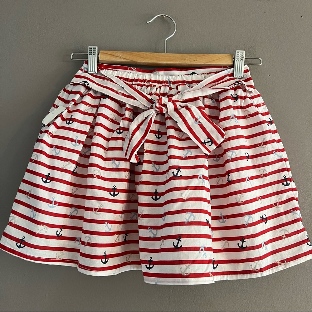 MAX STUDIO Girls Americana Skirt Sequin Anchor Nautical Sz 10/12 Glitter Holiday